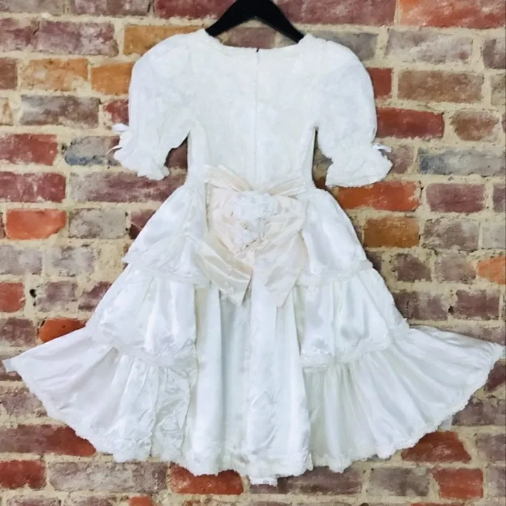 VTG Girls Dress M Wedding Bridal Flower Victorian - Picture 3 of 8